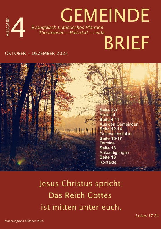 Gemeindebrief Oktober – Dezember 2025