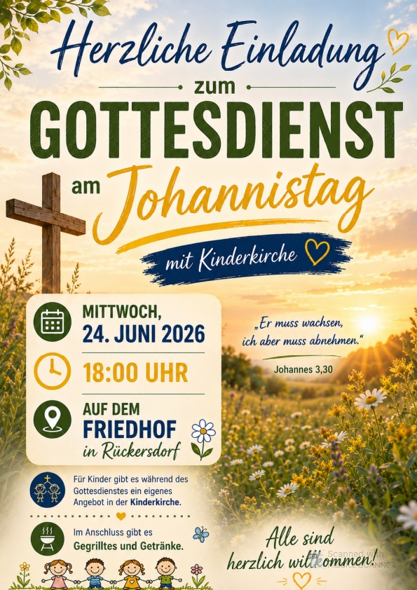 Herzliche Einladung: Familienkirche am Johannistag in Rückersdorf am 24.06.2026